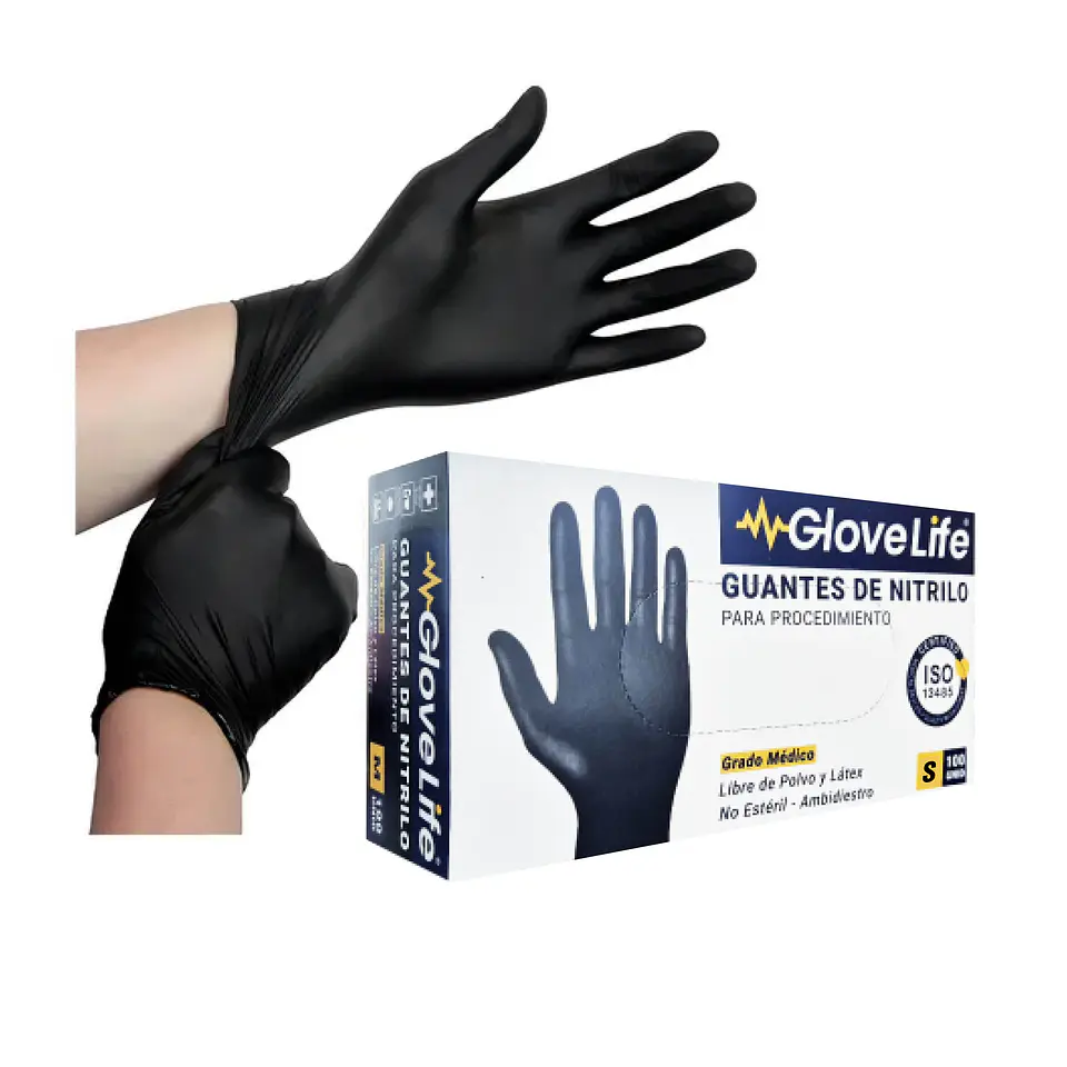 Guantes de examinación nitrilo negro TALLA S 1