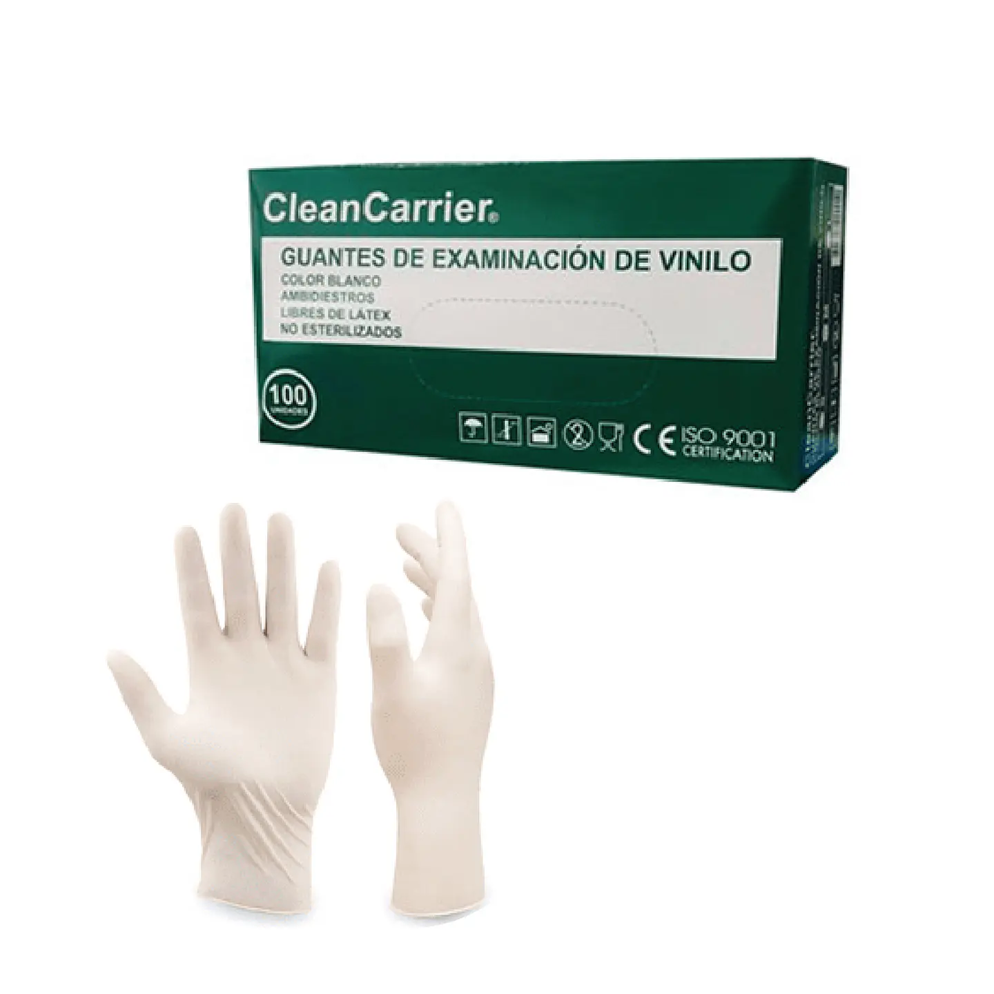 Guantes de examinación vinilo blanco talla L 1