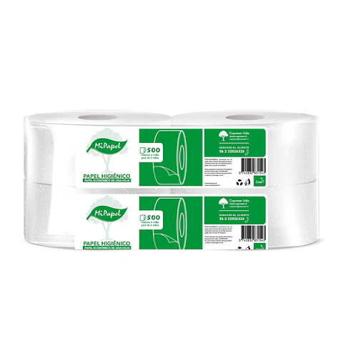 Papel higiénico 500 m hoja simple (4 rollos)