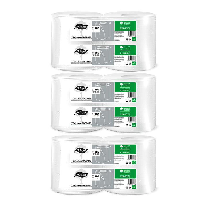 Pack Toalla de papel Autocorte 280 m hoja simple [3 paquetes] 1
