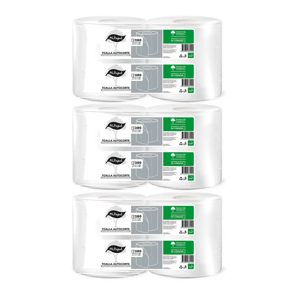Pack Toalla de papel Autocorte 280 m hoja simple [3 paquetes] 1
