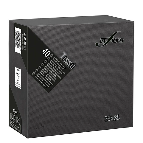 Servilletas negras 38 x 38 cm (40 unidades)