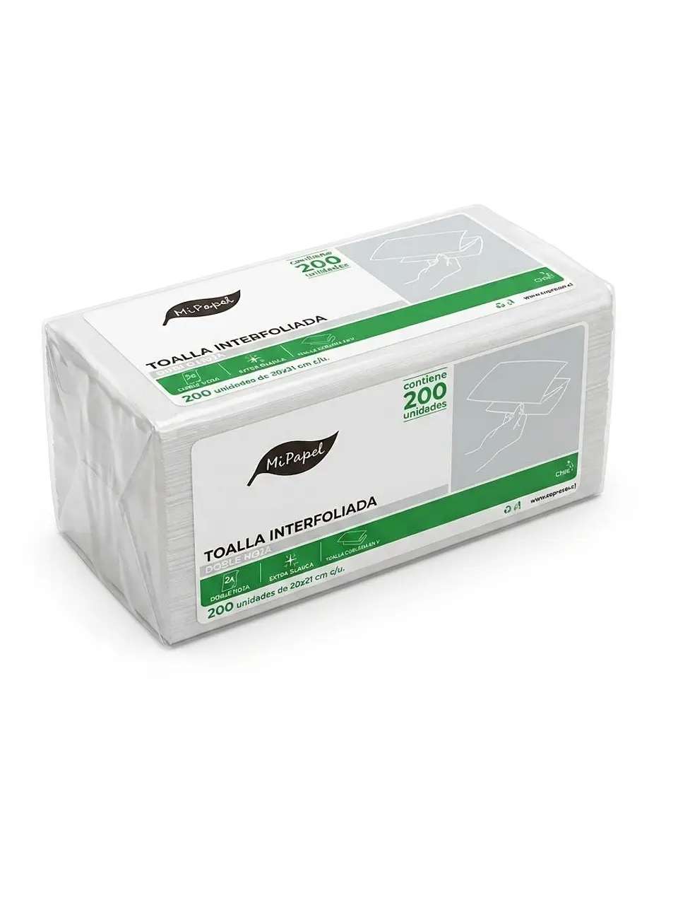  Toalla interfoliada doble hoja 18 paquetes (3.600 unidades) 3