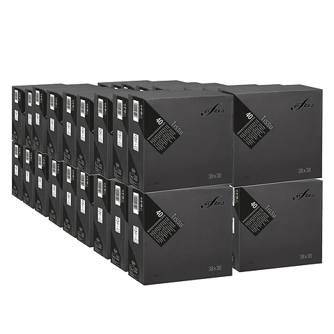 Servilletas negras 38 x 38 cm - 36 paquetes de 40 unidades c/u