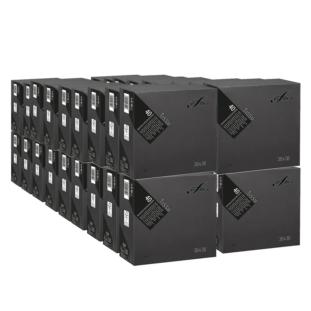 Servilletas negras 38 x 38 cm - 36 paquetes de 40 unidades c/u 1