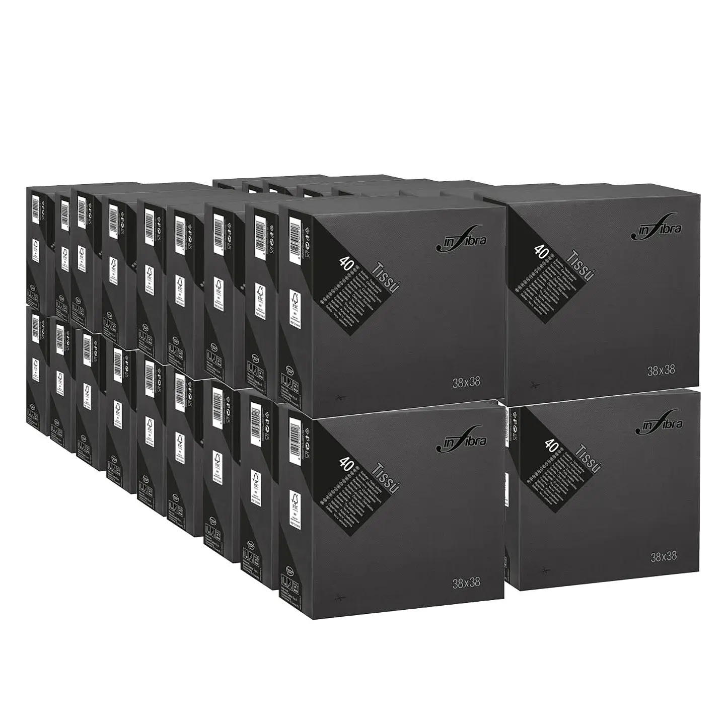 Servilletas negras 38 x 38 cm - 36 paquetes de 40 unidades c/u 1