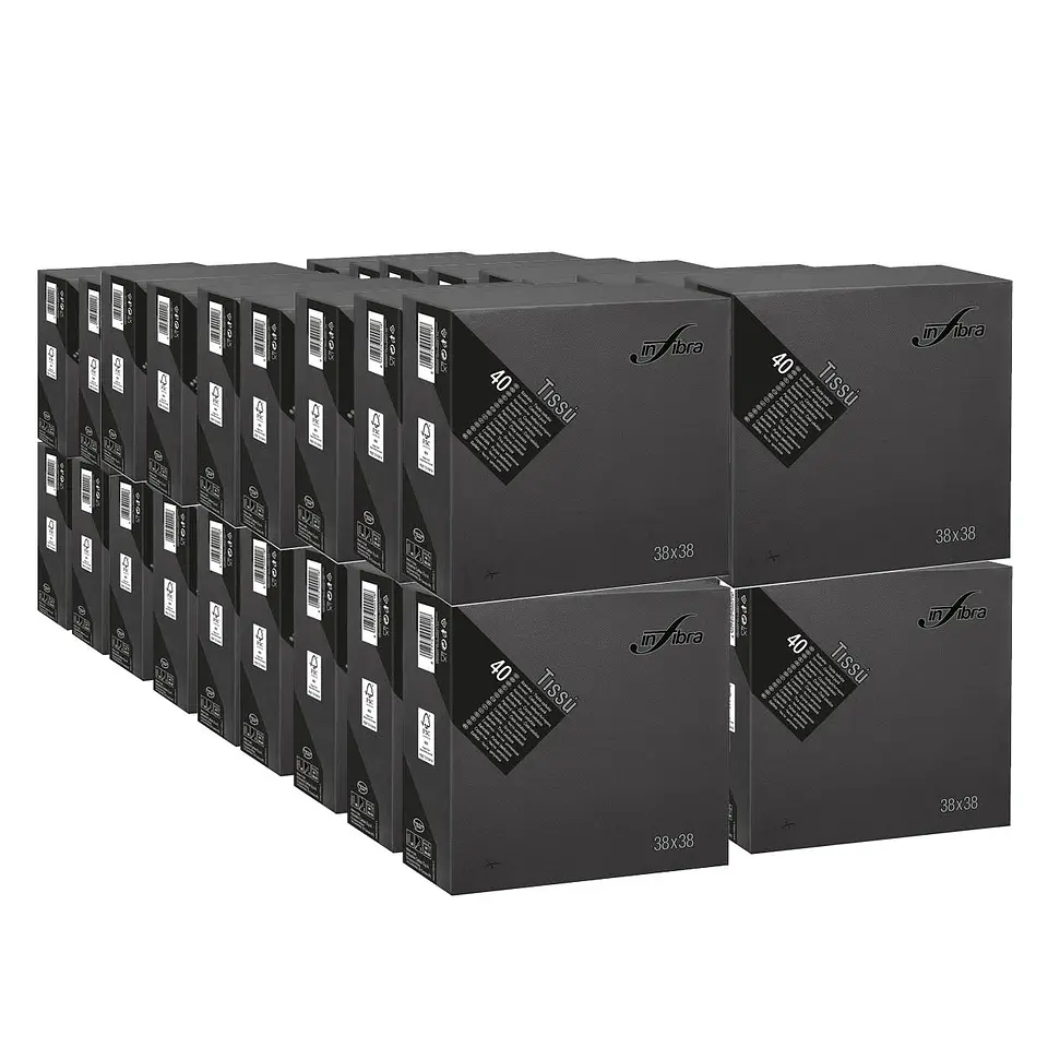 Servilletas negras 38 x 38 cm - 36 paquetes de 40 unidades c/u 1
