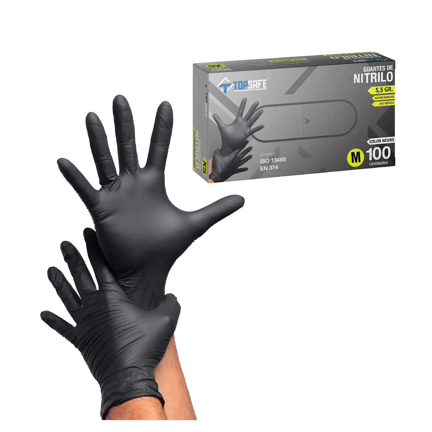 Guantes de examinación nitrilo negro TALLA M 1