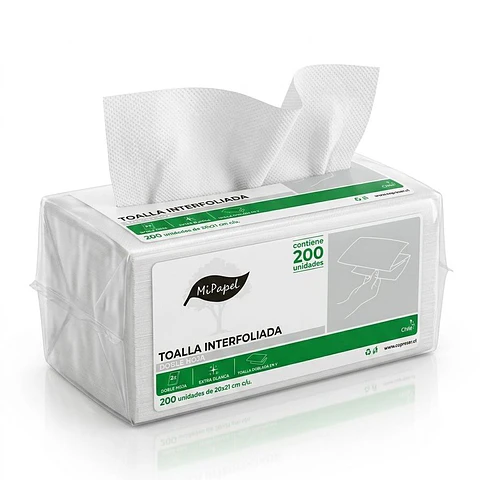 Toalla interfoliada doble hoja 200 unidades