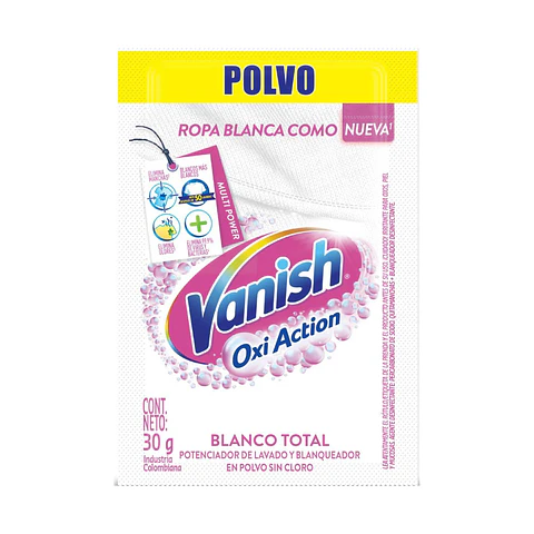 Quitamanchas Vanish en polvo ropa blanca 30g