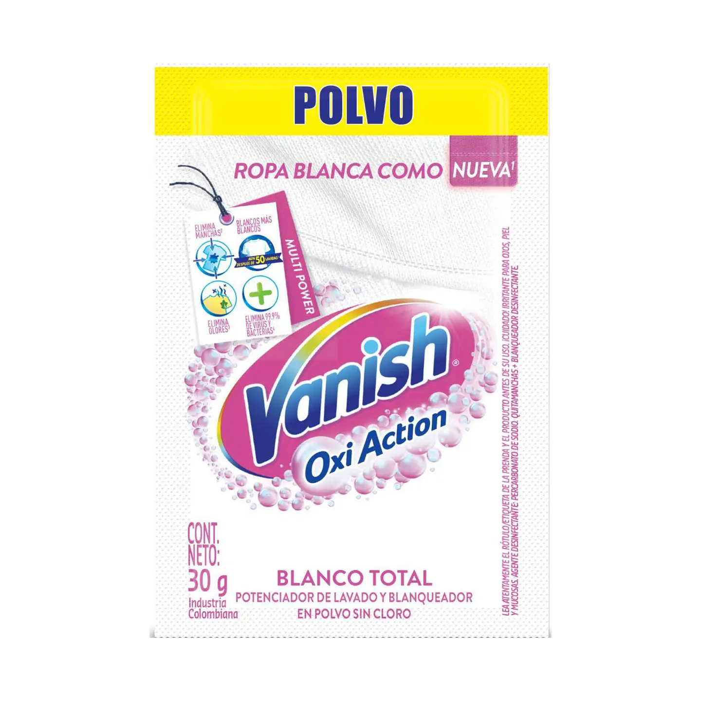 Quitamanchas Vanish en polvo ropa blanca 30g 1