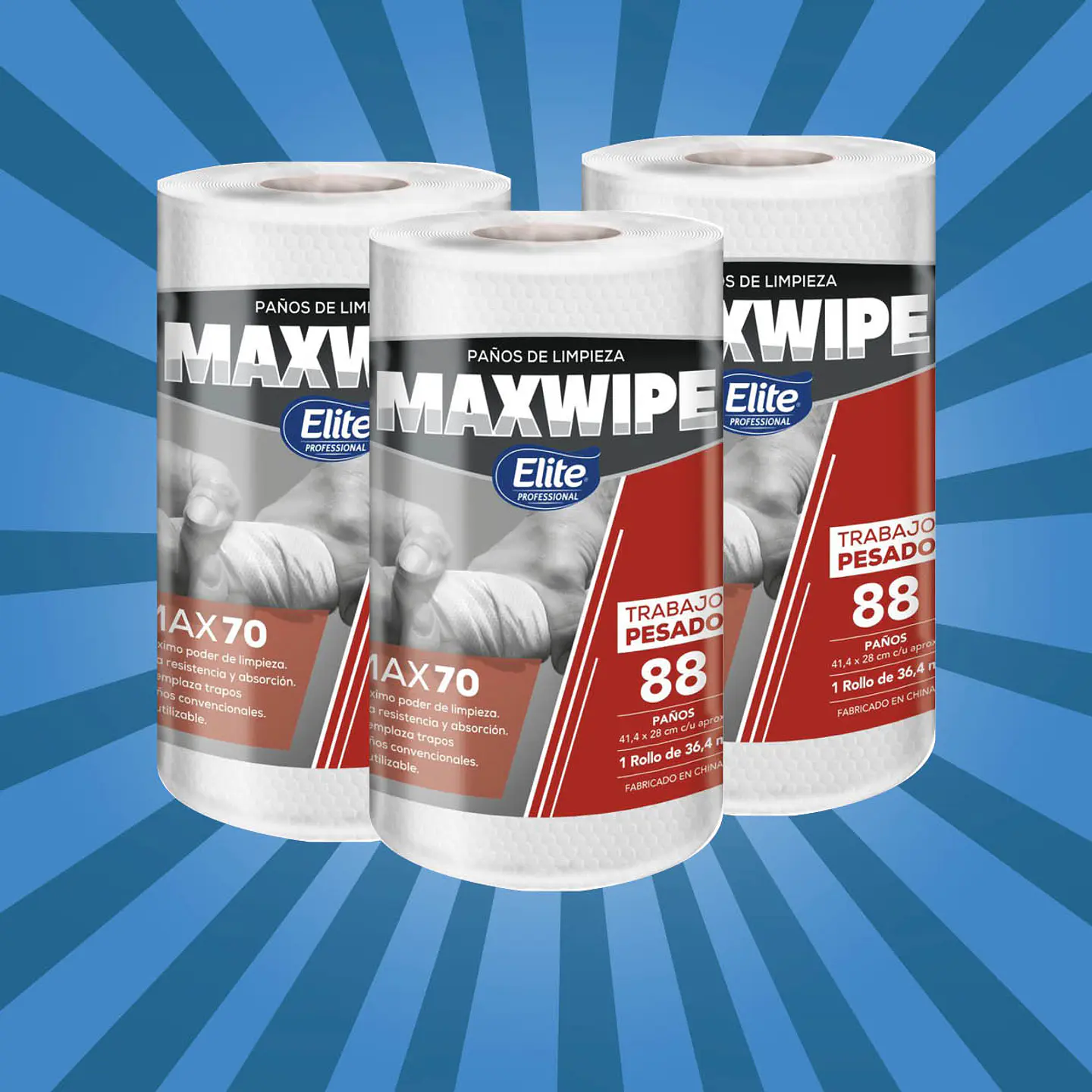 PACK Paños de limpieza Maxwipe rollo 41,4 x 28 cm (88 hojas) [3 UNIDADES] 1