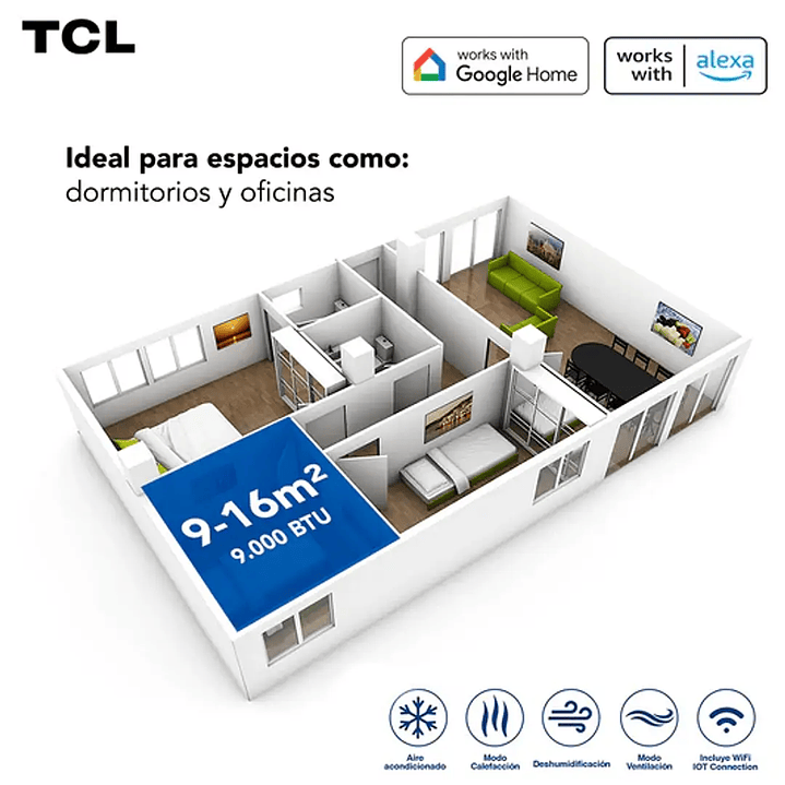Aire Acondicionado 9000 Btu Inverter Marca TCL Modelo BreezIN 4