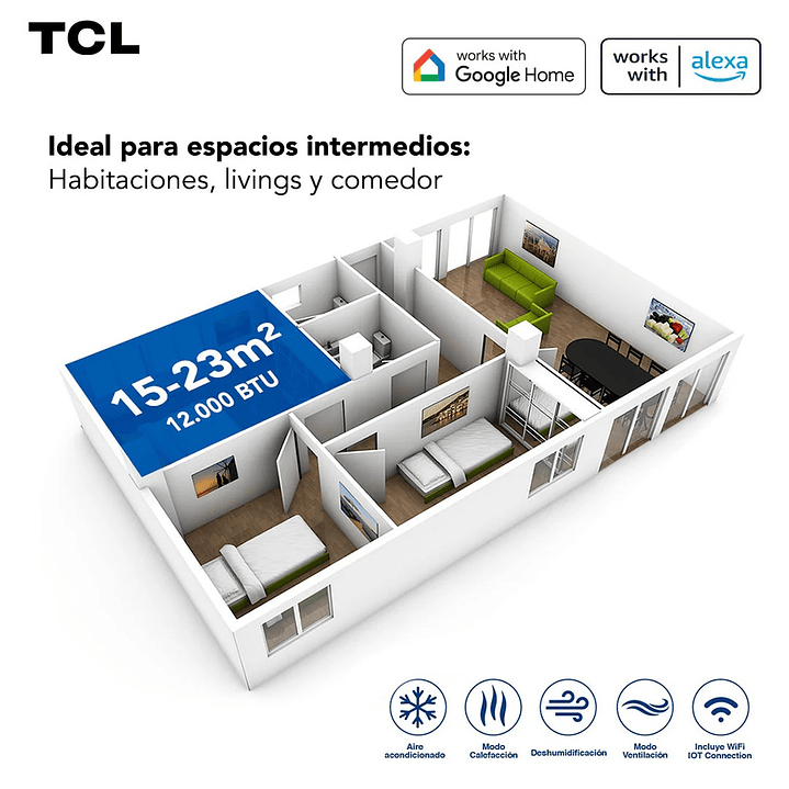 Aire Acondicionado 12000 Btu Inverter Marca TCL Modelo FreshIN  3
