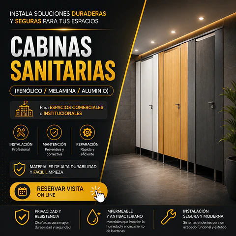 Cabinas Sanitarias (Fenólico / Melamina / Aluminio)