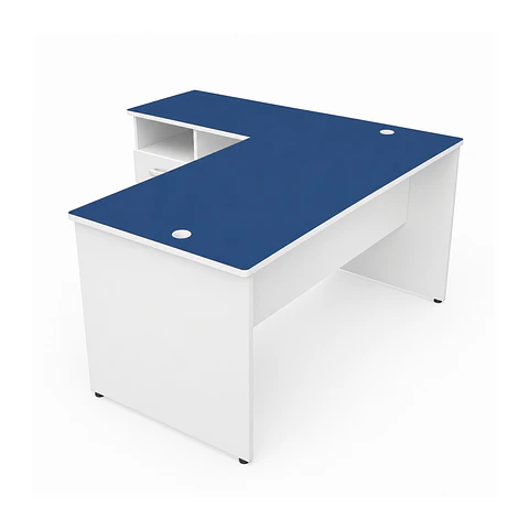 Escritorio en L con Cajonera Fija (Melamina) · Línea de Fabricación