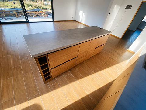 📌 Isla Central de Cocina a Medida Melamina + Cuarzo 