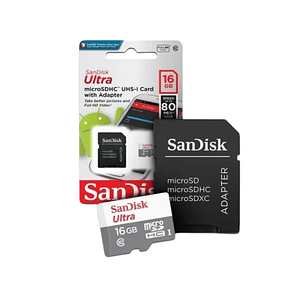 TARJETA MICRO SD SANDISK 16 GB CLASE 10 + ADAPTADOR