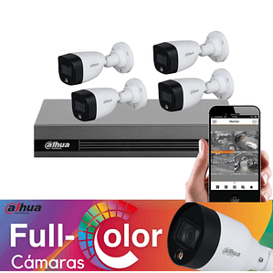 KIT CAM 1 - 4 CÁMARAS FULL COLOR 2MP + XVR 4CH + CABLES PARA INSTALACION.