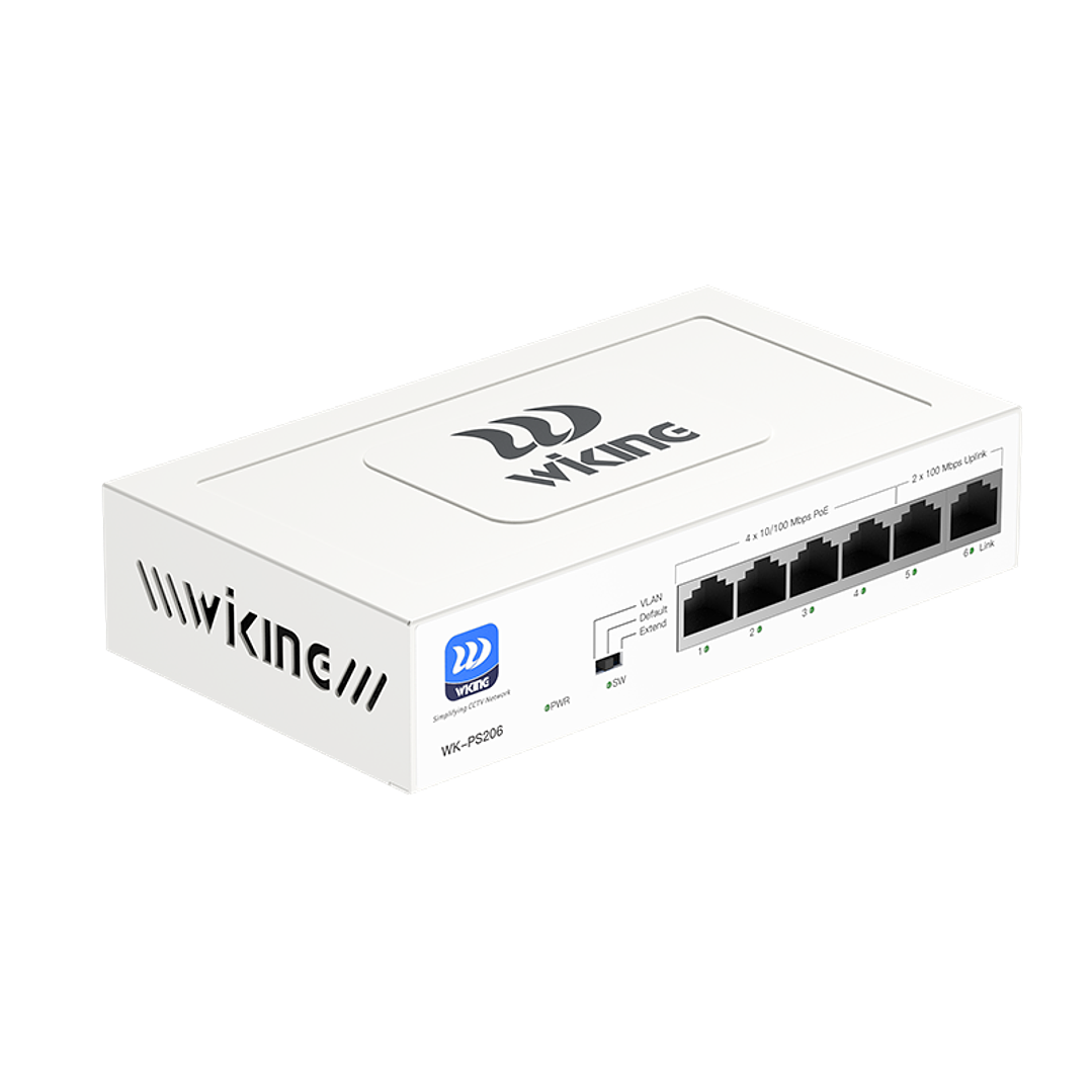 SWITCH POE 4FE PoE+ 55W Extend + 2FE No Administrable WK-PS206  3