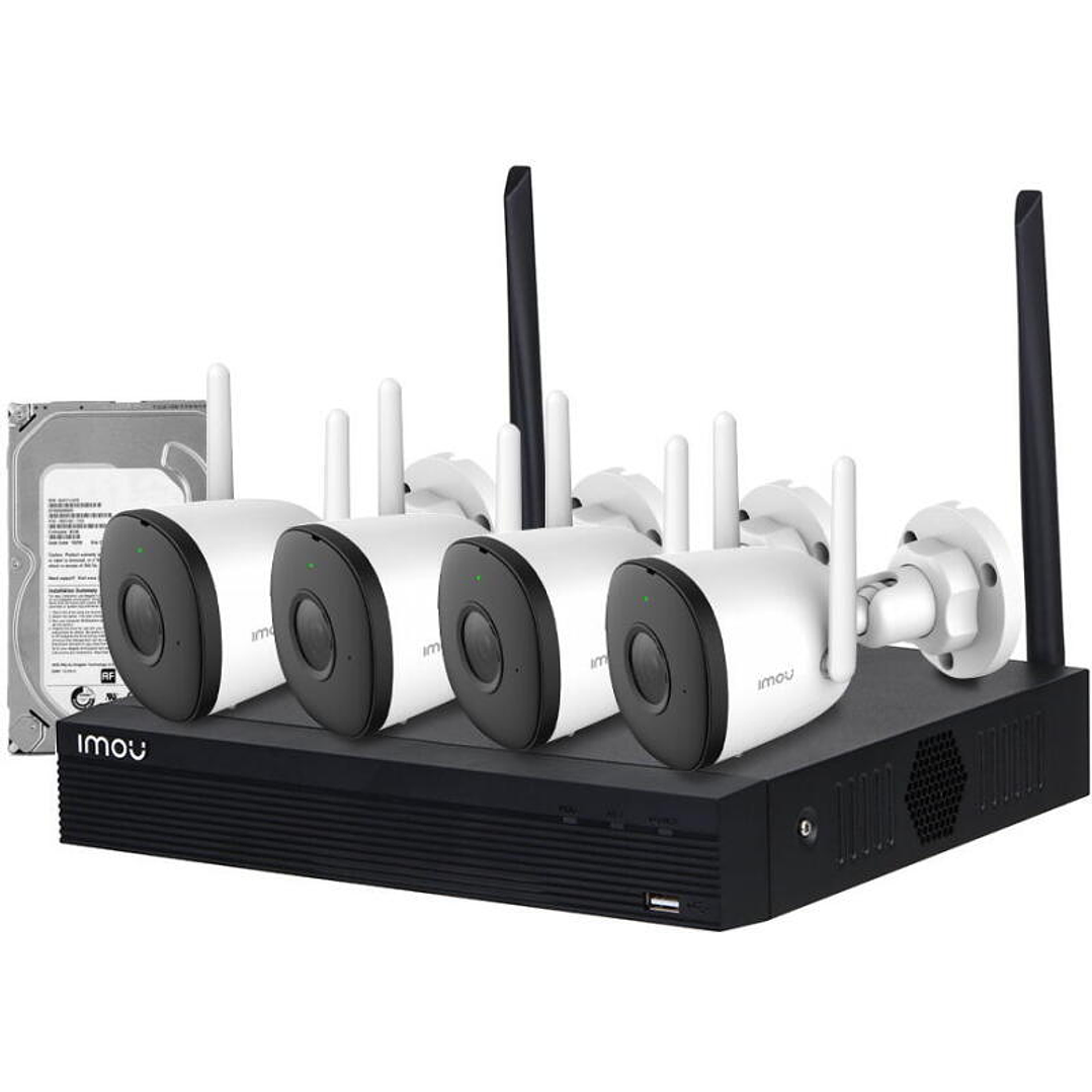 KIT NVR WIFI 4 CÁMARAS IMOU FULL HD | DISCO DURO 1TB INCLUIDO 2
