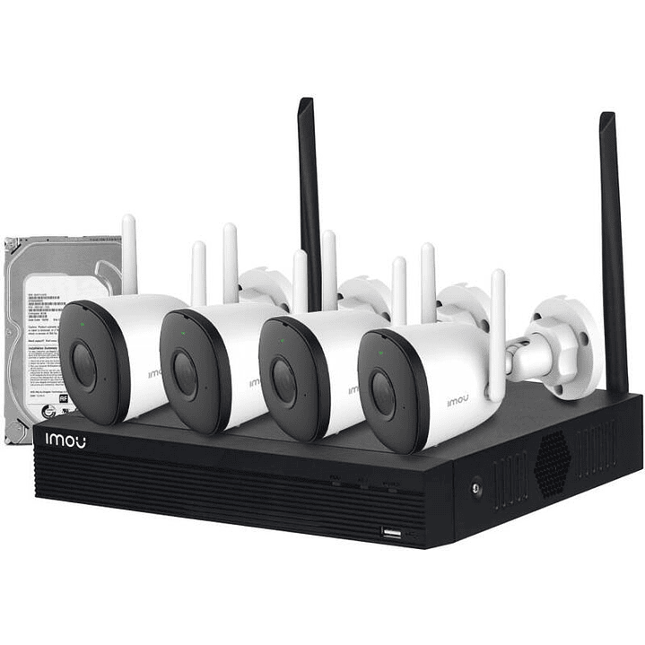 KIT NVR WIFI 4 CÁMARAS IMOU FULL HD | DISCO DURO 1TB INCLUIDO 2
