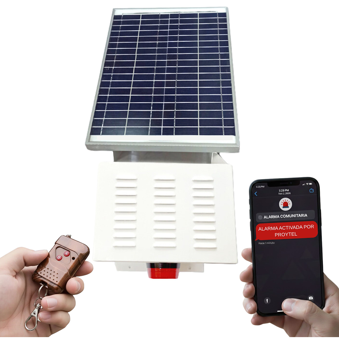 KIT ALARMA COMUNITARIA SOLAR 30W | NOTIFICACIÓN SMS 4G + 10 CONTROLES + 10 PLACAS DISUASIVAS 2
