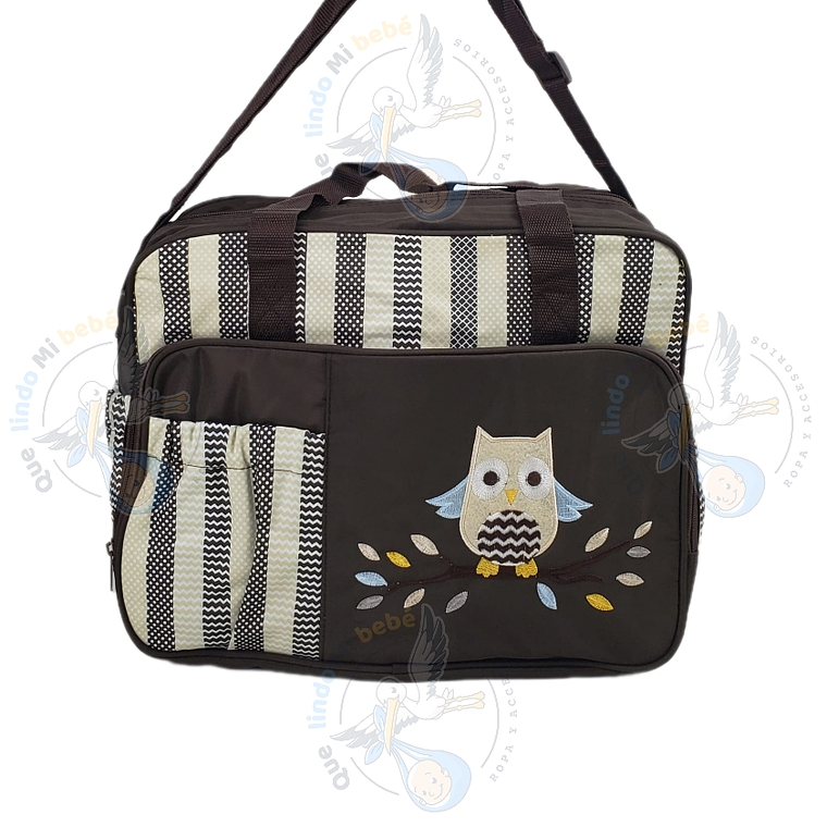 Bolso Maternal Con Cambiador Cafe Buho 1