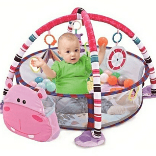 Gimnasio Pelotero 3 en 1 Bebé Hipopotamo Rosado +0M