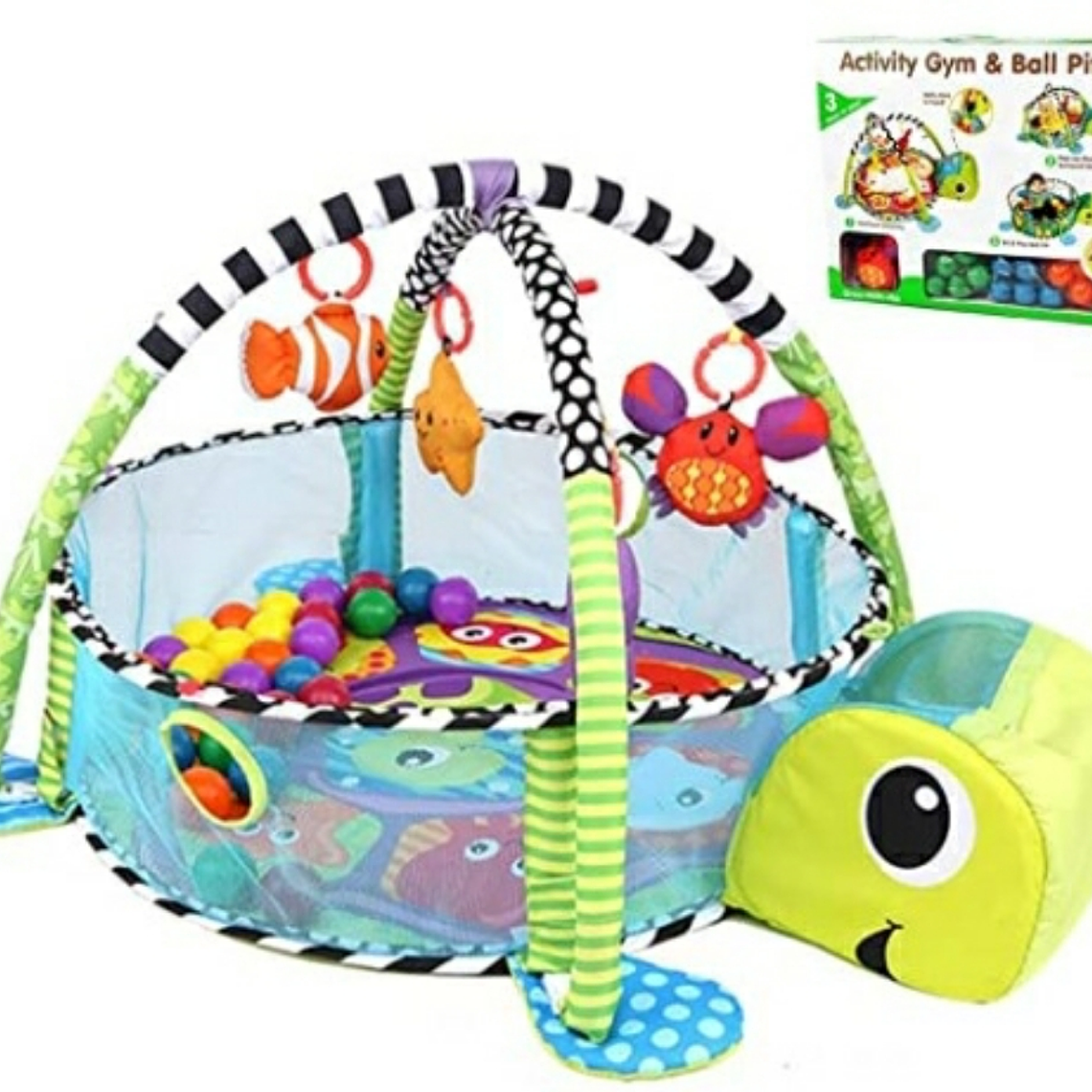 Gimnasio Pelotero 3 en 1 Tortuga Verde +0M 2