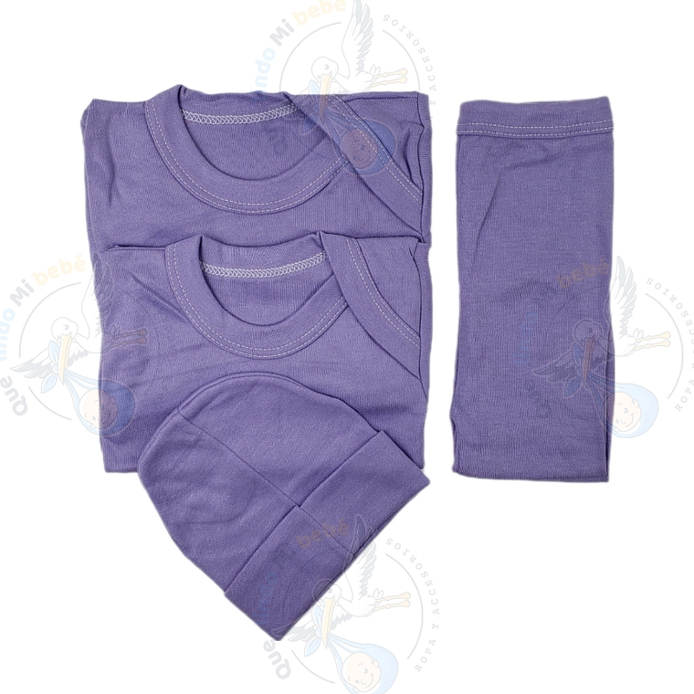 Ajuar 4 Piezas Liso Talla 6/9 Meses Lila T309  1