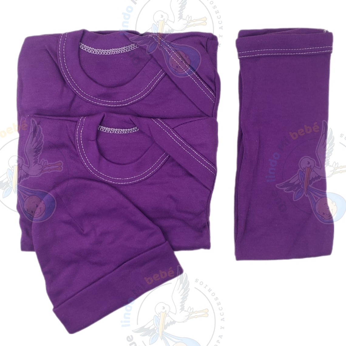 Ajuar 4 Piezas Liso Talla 6/9 Meses Morado T310  1