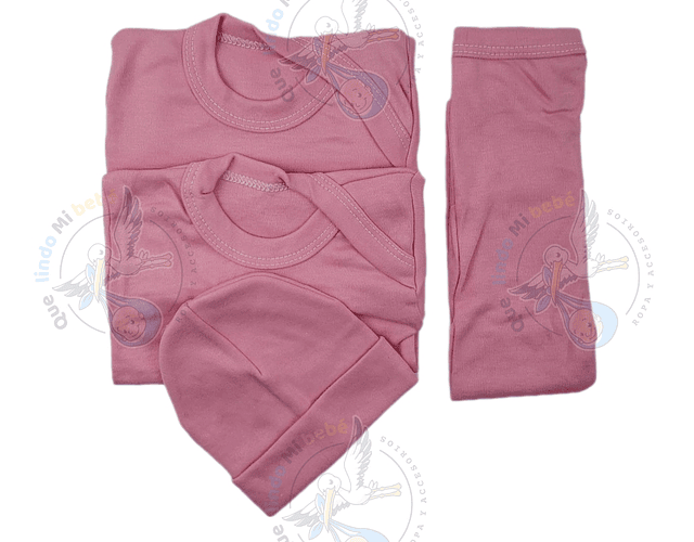 Ajuar 4 Piezas Liso Talla 6/9 Meses T311 Rosado