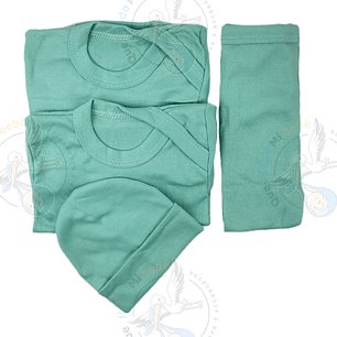 Ajuar 4 Piezas Liso Talla 6/9 Meses Verde Agua