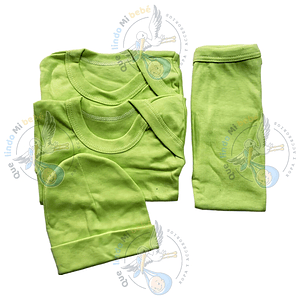 Ajuar 4 Piezas Liso Talla 6/9 Meses Verde Manzana