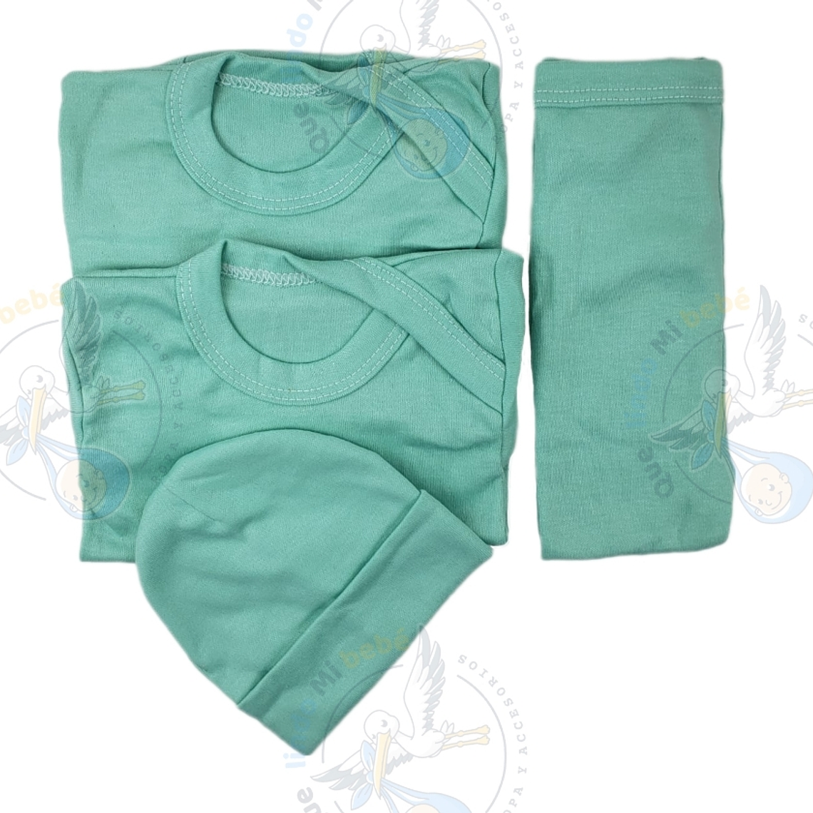 Ajuar 4 Piezas Liso Talla 3/6 Meses Verde Agua  1