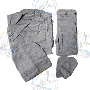 Ajuar 5 Piezas Liso Talla 0/3 Meses Gris 