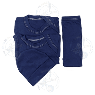 Ajuar 4 Piezas Liso Talla 3/6 Meses Azul Oscuro 