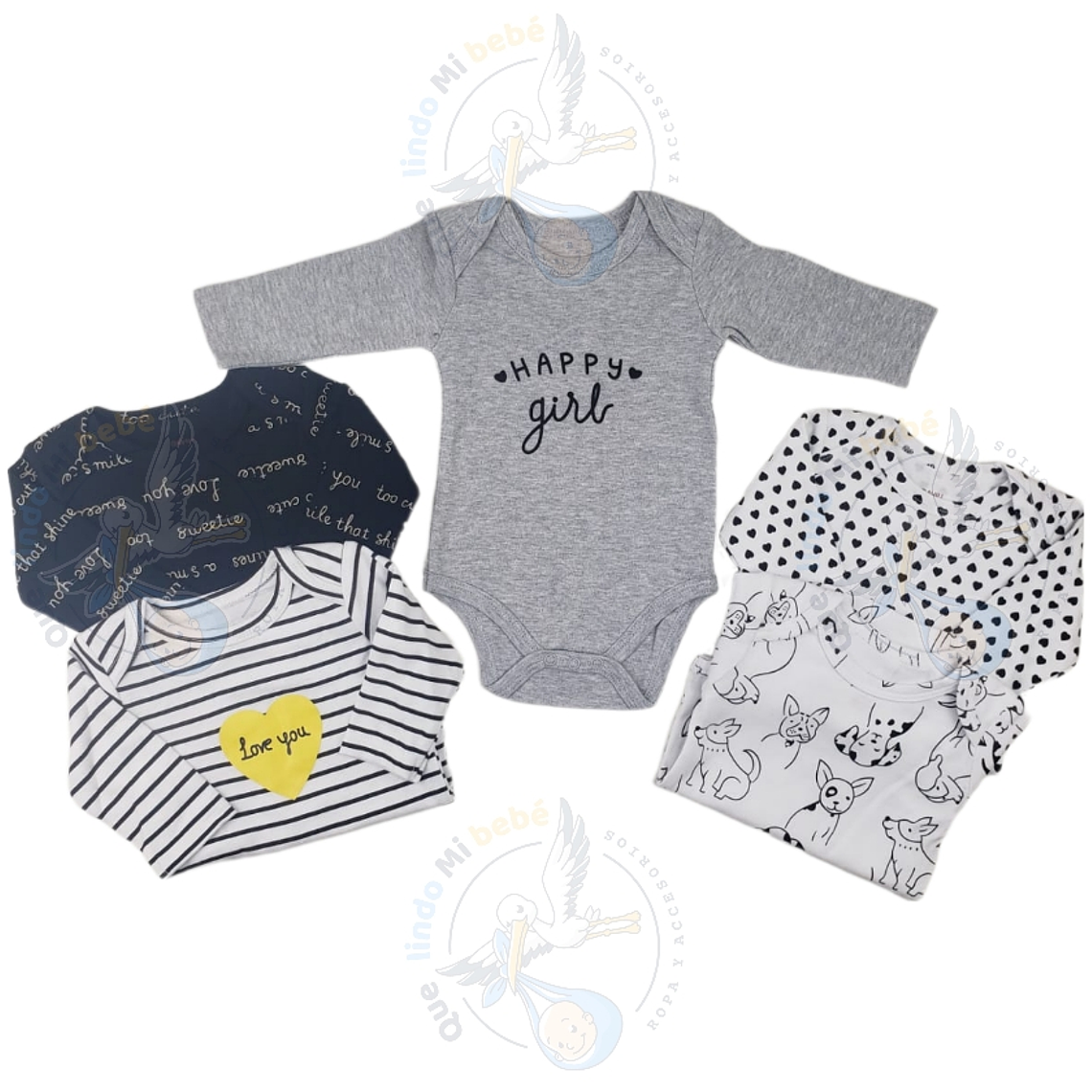 Set 5 Bodys Manga Larga 3/6 Meses 36BML560 1