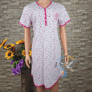 Camisola Manga Corta Floreada Fucsia Talla L 