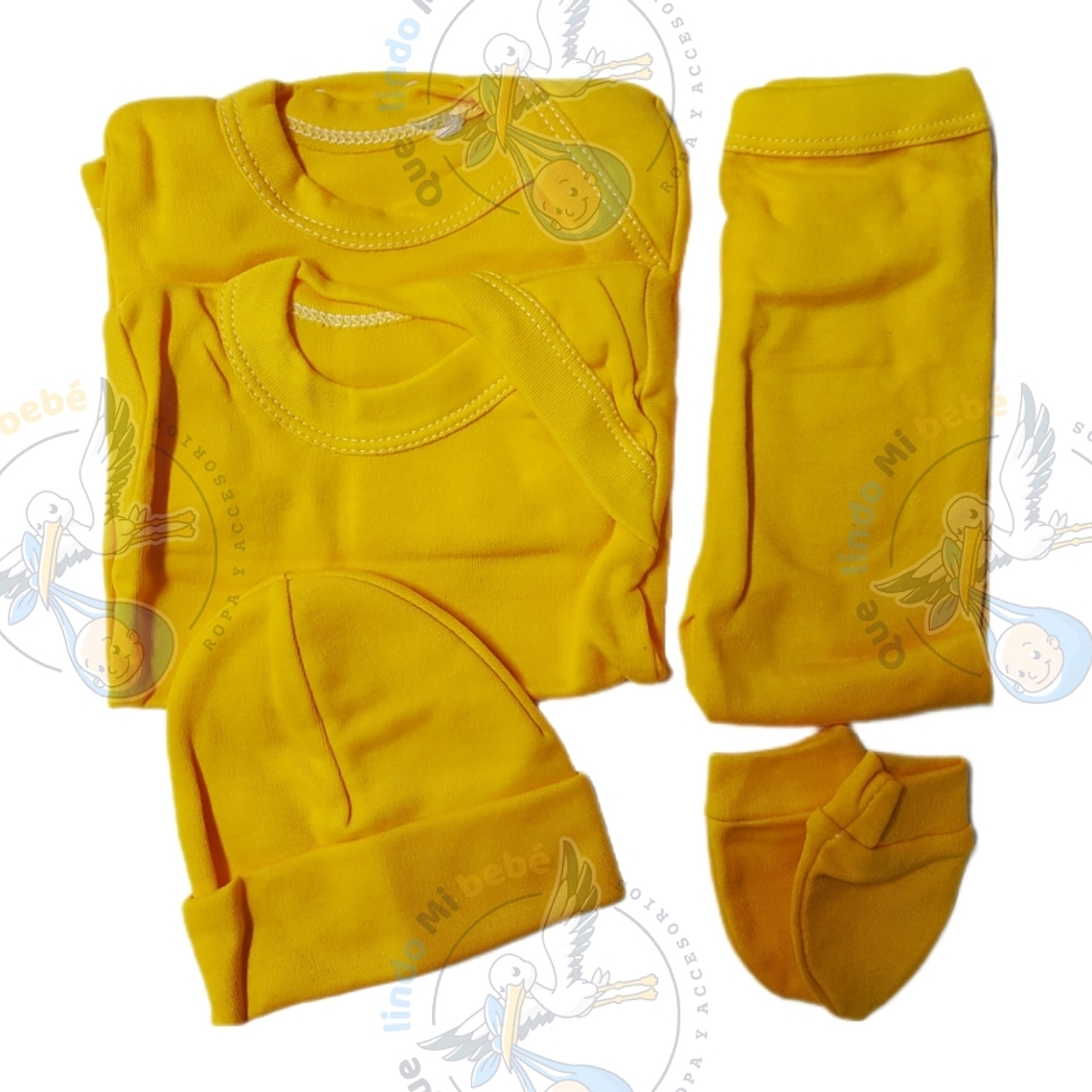 Ajuar 5 Piezas Liso Talla 0/3 Meses Amarillo Yema 1