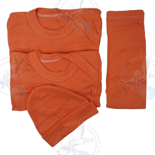 Ajuar 4 Piezas Liso Talla 3/6 Meses Naranjo 