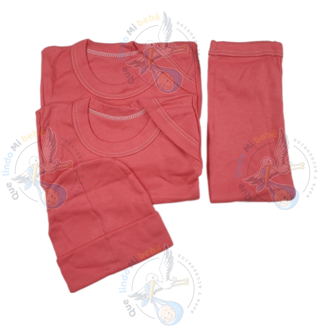 Ajuar 4 Piezas Liso Talla 3/6 Meses Coral  1