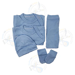 Ajuar 5 Piezas Liso Talla Prematuro Celeste