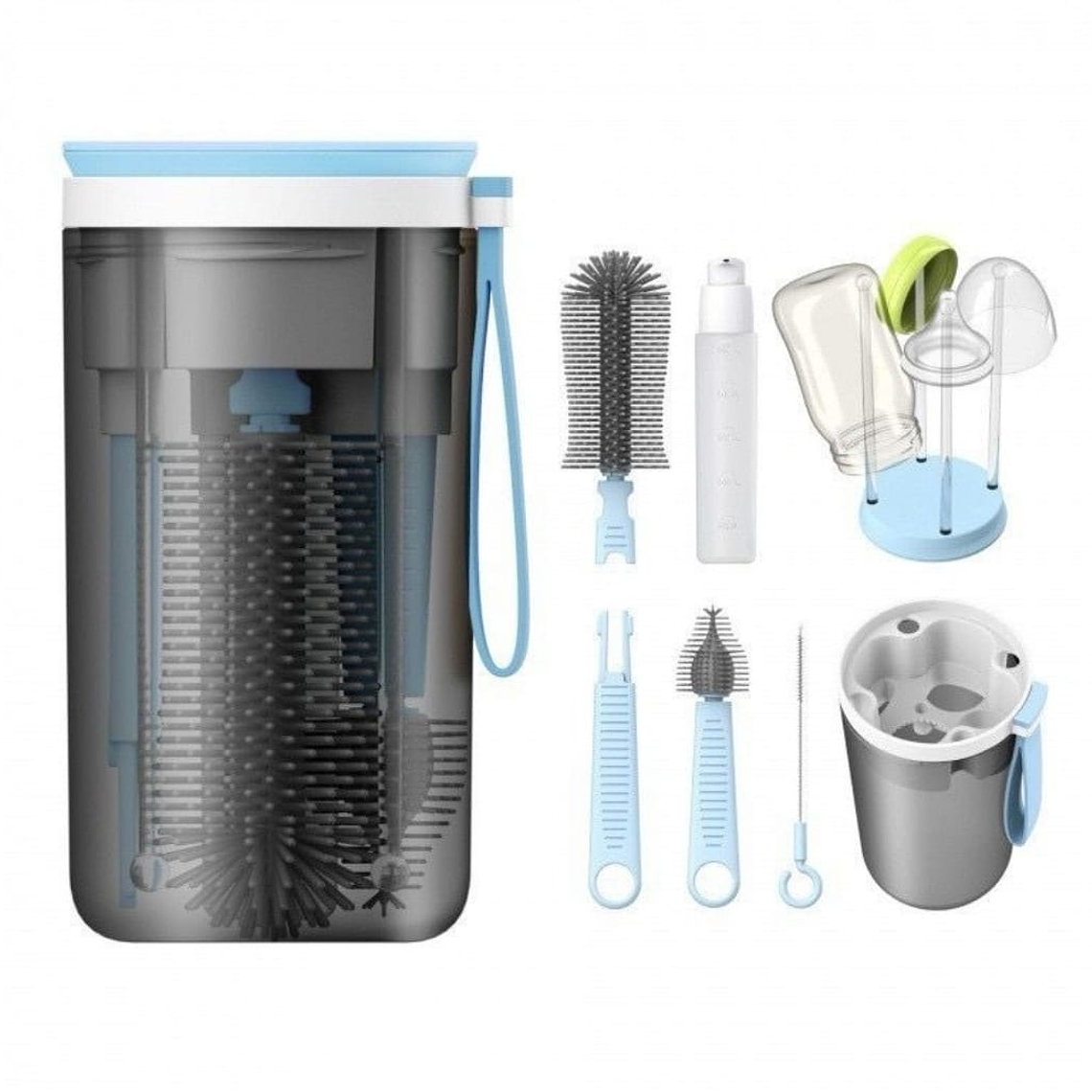 Kit De Cepillo Limpia Mamadera Celeste 1
