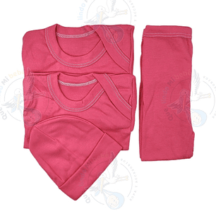 Ajuar 4 Piezas Liso Talla 3/6 Meses Chicle 