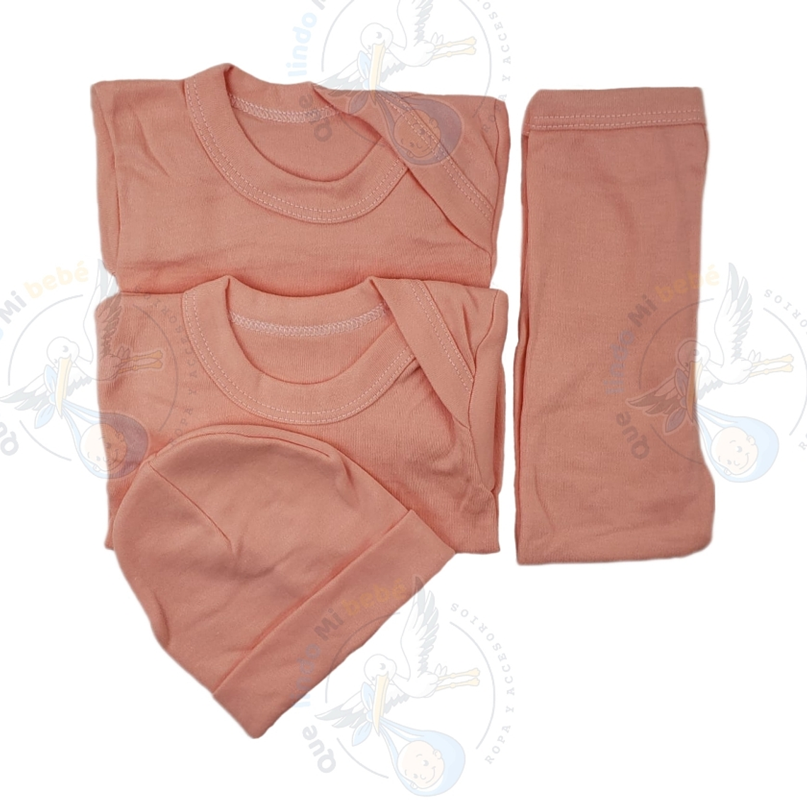 Ajuar 4 Piezas Liso Talla 3/6 Meses Damasco  1