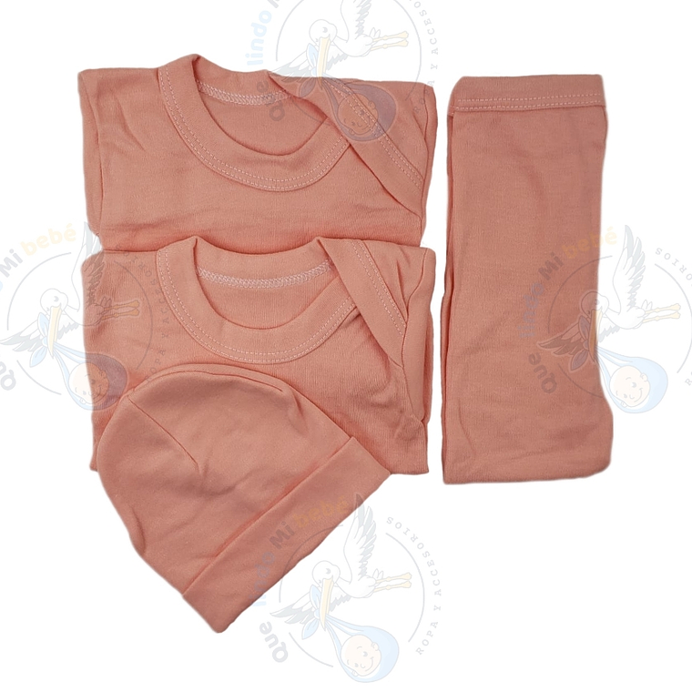 Ajuar 4 Piezas Liso Talla 3/6 Meses Damasco  1