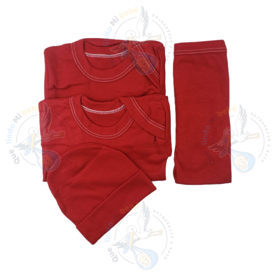 Ajuar 4 Piezas Liso Talla 6/9 Meses Rojo 1