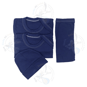 Ajuar 4 Piezas Liso Talla 3/6 Meses Azul Jeans 